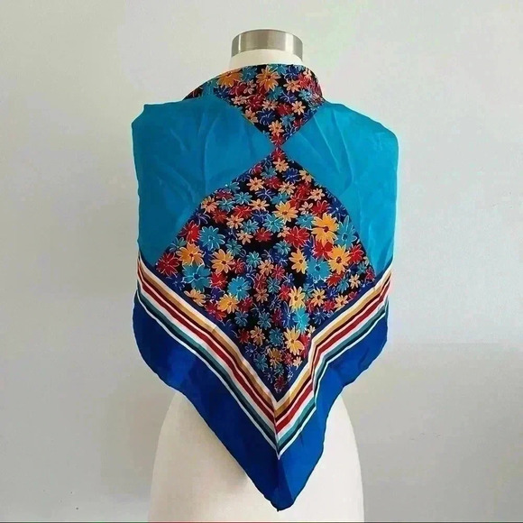 Vintage Casca Silk Large Scarf Floral - Picture 2 of 6